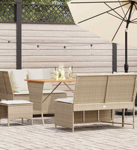 5-tlg. Garten-Sofagarnitur mit Kissen Beige Poly Rattan