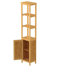 Hochschrank mit 3 Fächern Bambus 40x30x190 cm