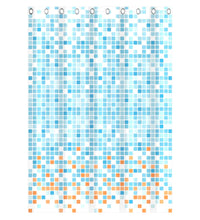 EISL Duschvorhang Blau/Orange Mosaikmuster 200x180x0,2 cm