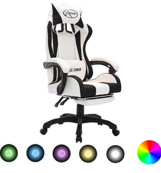 Gaming-Stuhl mit RGB LED-Leuchten aus Kunstleder in verschiedenen Farben