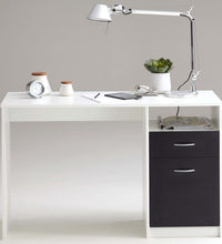 FMD Schreibtisch mit 1 Schublade 123×50×76,5 cm Weiß und Schwarz