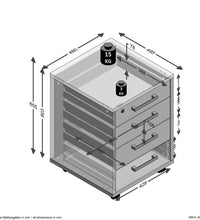 FMD Rollcontainer 48x49,5x65,5 cm Weiß und Eiche-Optik