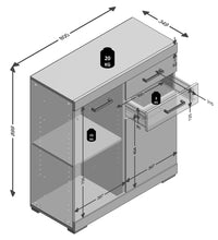 FMD Kommode mit 2 Türen & 2 Schubladen 80×34,9×89,9 cm Weiß/Betongrau