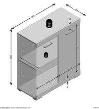 FMD Kommode mit 2 Türen 80x34,9x89,9 cm Grau und Artisan-Eiche