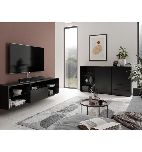 FMD TV-Schrank 153,5x31,7x52 cm Schwarz