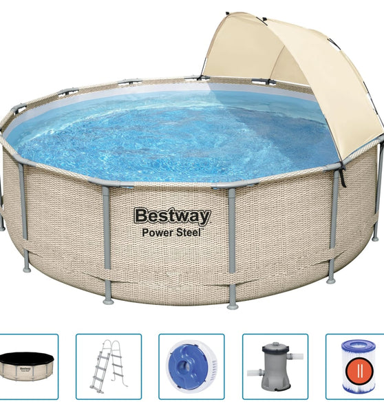 Bestway Power Steel Swimmingpool-Set mit Dach 396x107 cm