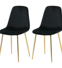 Esszimmerstühle 2 Stk. Polar Samt Schwarz und Messing