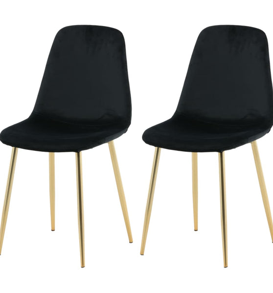 Esszimmerstühle 2 Stk. Polar Samt Schwarz und Messing