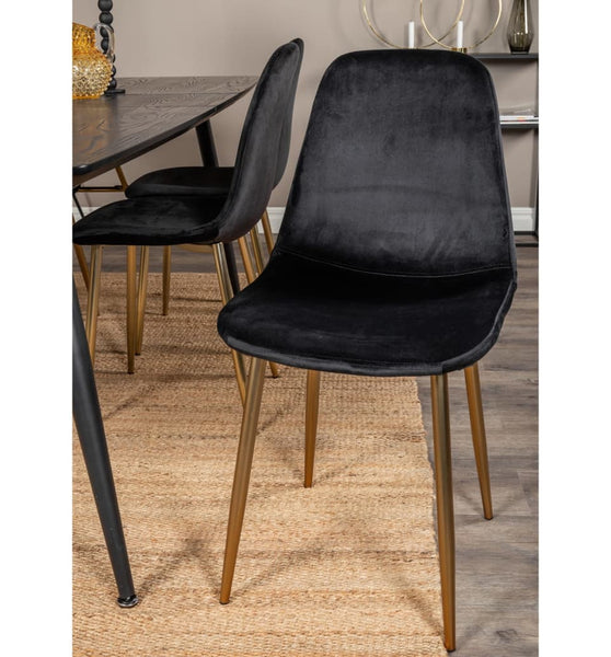 Esszimmerstühle 2 Stk. Polar Samt Schwarz und Messing