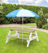 AXI Picknicktisch für Kinder Nick mit Sonnenschirm Braun und Weiß
