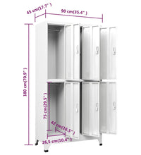 Schließfachschrank mit 6 Fächern Stahl 90x45x180 cm Grau