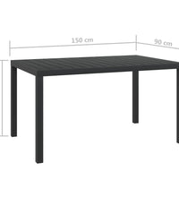 Gartentisch Schwarz 150x90x74 cm Aluminium und WPC