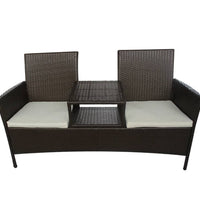 Gartensofa 2-Sitzer mit Teetisch Poly Rattan Braun