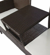 Gartensofa 2-Sitzer mit Teetisch Poly Rattan Braun