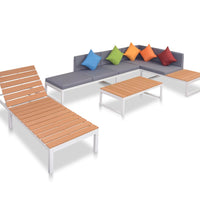 5-tlg. Garten-Lounge-Set mit Auflagen Aluminium und WPC