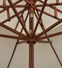Doppeldeck Sonnenschirm 270×270 cm Holzstange Cremeweiß