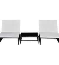 Outdoor-Lehnstühle 2 Stk. mit Tisch Schwarz Poly-Rattan