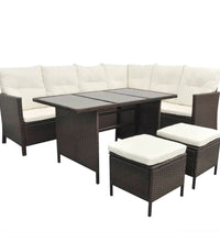 4-tlg. Garten-Lounge-Set mit Auflagen Poly Rattan Braun