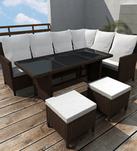 4-tlg. Garten-Lounge-Set mit Auflagen Poly Rattan Braun