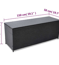 Garden-Auflagenbox Schwarz 150x50x60 cm Poly Rattan
