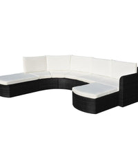 4-tlg. Garten-Lounge-Set mit Auflagen Poly Rattan Schwarz