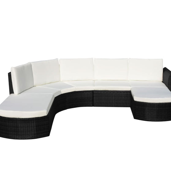 4-tlg. Garten-Lounge-Set mit Auflagen Poly Rattan Schwarz