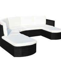 4-tlg. Garten-Lounge-Set mit Auflagen Poly Rattan Schwarz