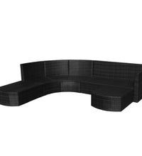 4-tlg. Garten-Lounge-Set mit Auflagen Poly Rattan Schwarz