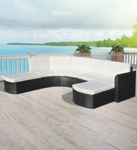 4-tlg. Garten-Lounge-Set mit Auflagen Poly Rattan Schwarz