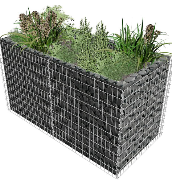 Gabionen-Hochbeet Stahl 180×90×100 cm Silbern