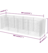Gabionen-Hochbeet Stahl 360×90×100 cm