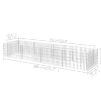 Gabionen-Hochbeet Stahl 360×90×50 cm