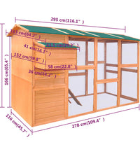 Hühnerstall Holz 295x163x170 cm