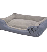 Hundebett mit gepolstertem Kissen Größe S Grau