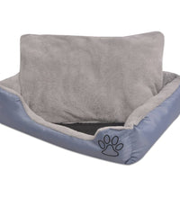 Hundebett mit gepolstertem Kissen Größe L Grau