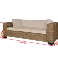 3-Sitzer Sofa Echtes Rattan