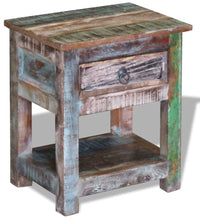 Beistelltisch mit 1 Schublade Altholz Massiv 43x33x51 cm