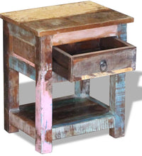 Beistelltisch mit 1 Schublade Altholz Massiv 43x33x51 cm