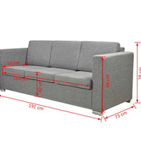 3-Sitzer-Sofa Stoff Hellgrau