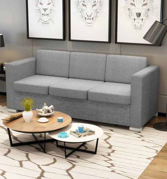 3-Sitzer-Sofa Stoff Hellgrau