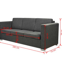 3-Sitzer Sofa Stoff Dunkelgrau