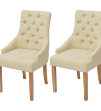 Esszimmerstühle 2 Stk. Creme Stoff
