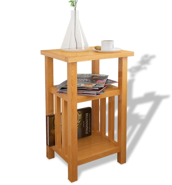 Beistelltisch mit Zeitungsablage 27x35x55 cm Massivholz Eiche