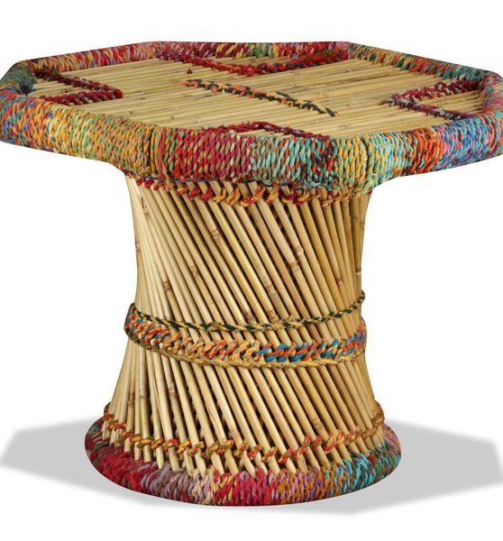 Couchtisch Bambus mit Chindi-Details Mehrfarbig