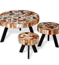 3-tlg. Couchtisch-Set Altholz Massiv