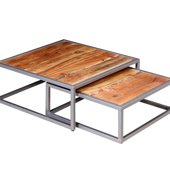 2-tlg. Couchtisch-Set Massivholz Akazie