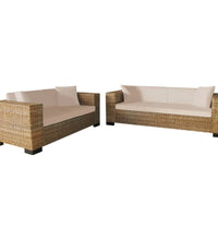 Sofa-Set 2-Sitzer und 3-Sitzer Echtes Rattan