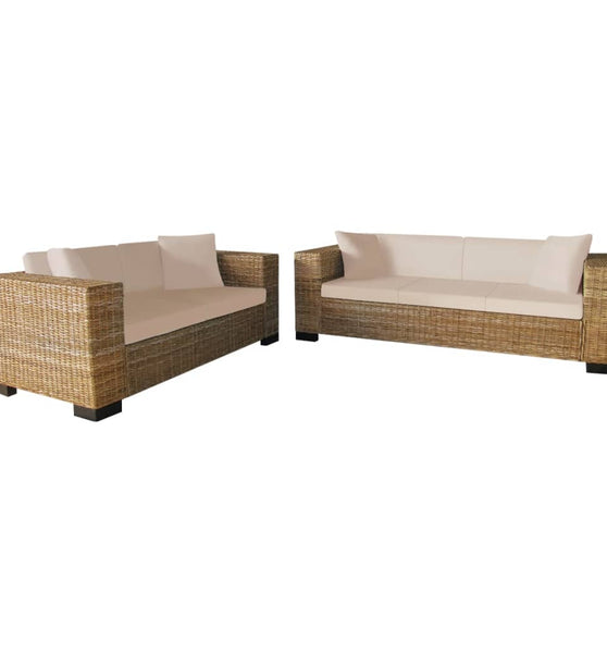 Sofa-Set 2-Sitzer und 3-Sitzer Echtes Rattan