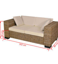 Sofa-Set 2-Sitzer und 3-Sitzer Echtes Rattan