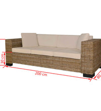 Sofa-Set 2-Sitzer und 3-Sitzer Echtes Rattan